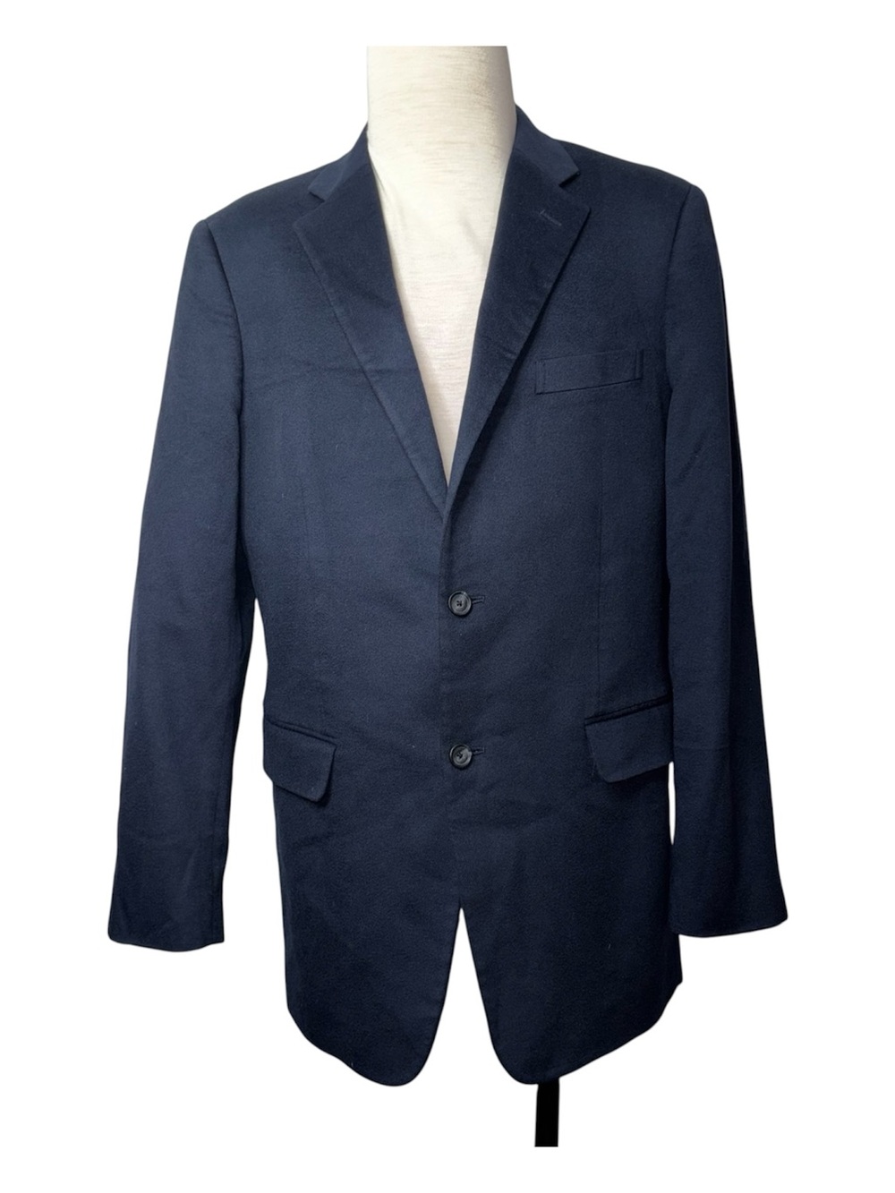John W Nordstrom Men's 42L 100% Cashmere Blazer Navy Blue Sport Coat
